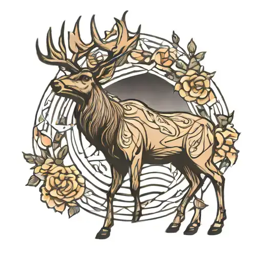 elk tattoo design idea