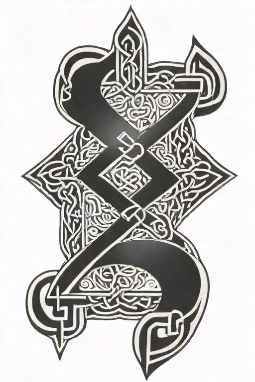celtic runes intertwined tattoo design idea