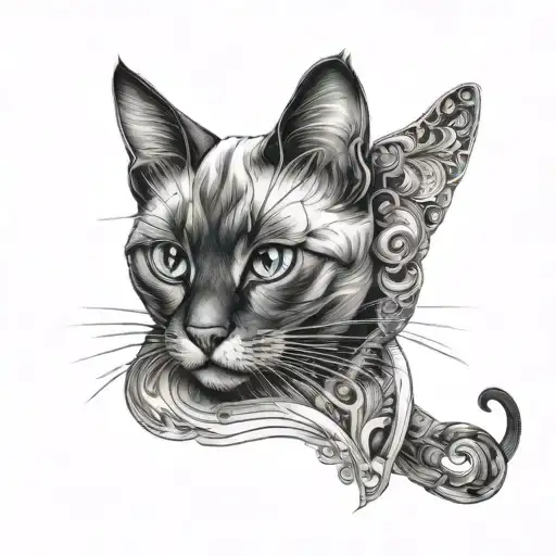 siamese cat sitting tattoo design idea