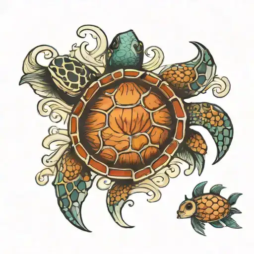 Caretta Caretta diving set tattoo design idea