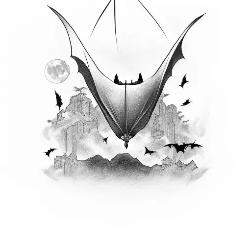 Bat, writing: To live Is to Die tattoo design idea