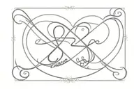 infinity symbol with a heart surrounded by four names Trixie Tristan Timothy Tyrone tattoo design idea