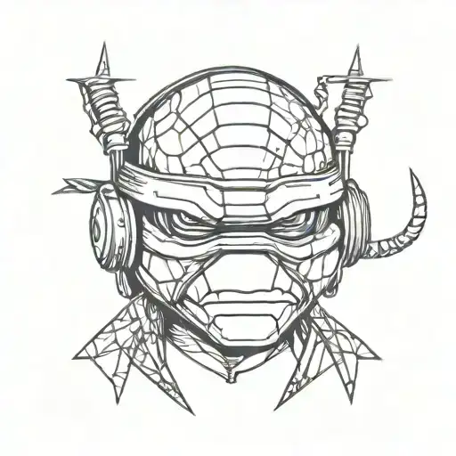ninja turtle wearing headphones tattoo design idea