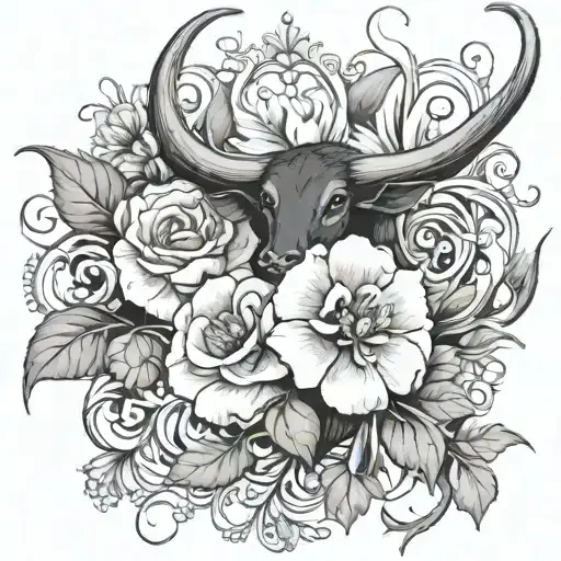 may birth month flowers, the taurus sign included  tattoo design idea