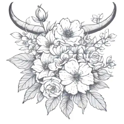 may birth month flowers, the taurus sign included  tattoo design idea