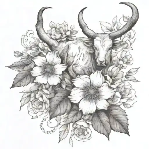 may birth month flowers, and taurus watching over cancer tattoo design idea