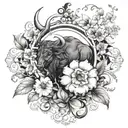 may birth month flowers, the taurus sign included  tattoo design idea