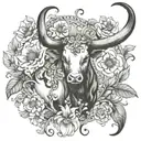 may birth month flowers, the taurus sign included  tattoo design idea