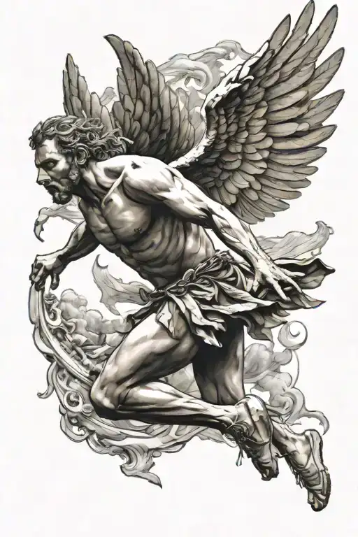 icarus flying tattoo design idea