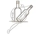 An abstract minimalist tattoo of a wine bottle and glass, reflecting your appreciation for alcohol and art tattoo design idea