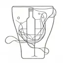 An abstract minimalist tattoo of a wine bottle and glass, reflecting your appreciation for alcohol and art tattoo design idea