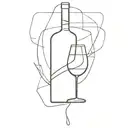 An abstract minimalist tattoo of a wine bottle and glass, reflecting your appreciation for alcohol and art tattoo design idea
