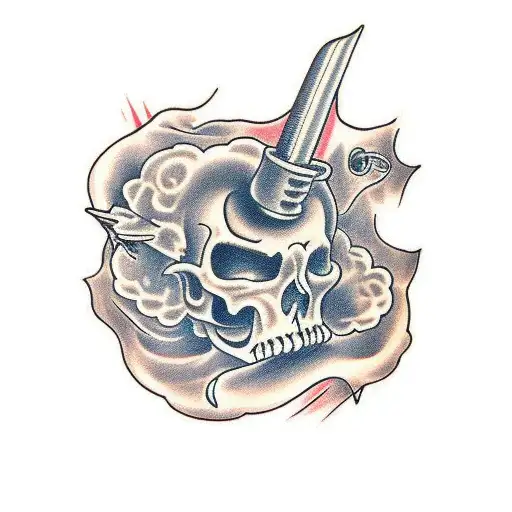 lungs stabbed tattoo design idea