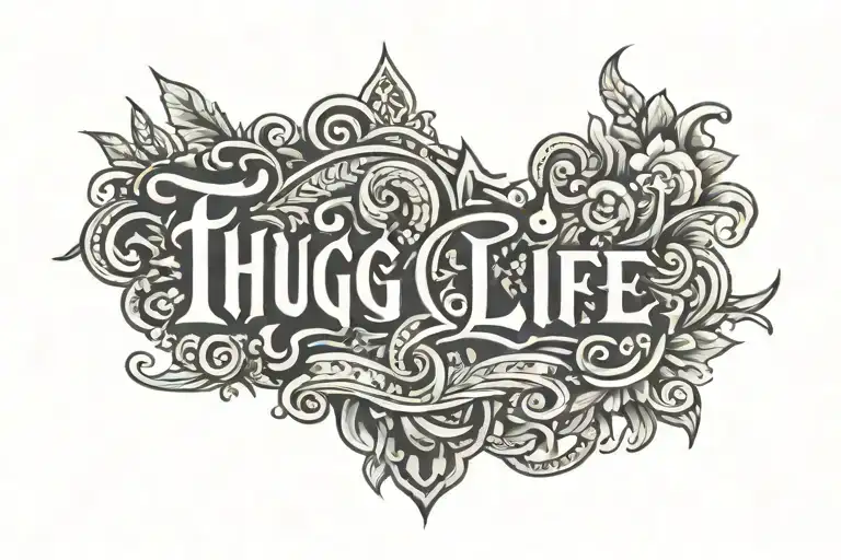 Chicano style font Thug Life tattoo design idea