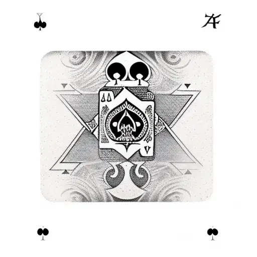 crackes ace of spades card connected by cracks to other ace of spades card tattoo design idea