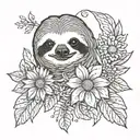sloth larkspur chrysanthemum aster flower tattoo design idea