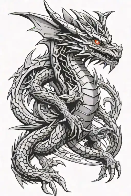 cyber dragon from yugioh millennium items tattoo design idea
