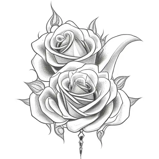 Neck tatto with the letter MAC with roses and a dragon snake wraped around the roses tattoo design idea
