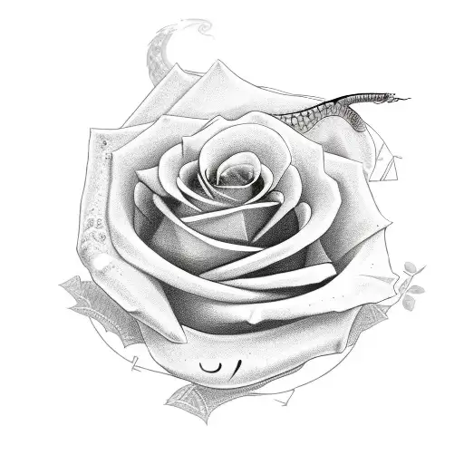 Neck tatto with the letter MAC with roses and a dragon snake wraped around the roses tattoo design idea
