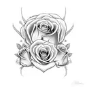 Neck tatto with the letter MAC with roses and a dragon snake wraped around the roses tattoo design idea