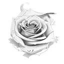 Neck tatto with the letter MAC with roses and a dragon snake wraped around the roses tattoo design idea