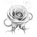 Neck tatto with the letter MAC with roses and a dragon snake wraped around the roses tattoo design idea