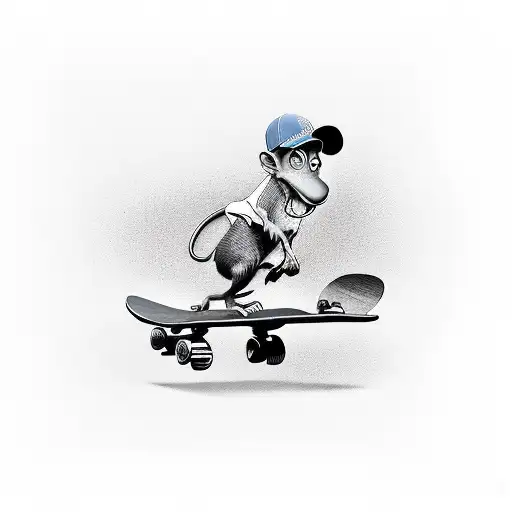 ratatouille riding skateboard with hotdog machetes tattoo design idea