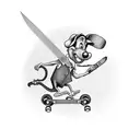 ratatouille riding skateboard with hotdog machetes tattoo design idea