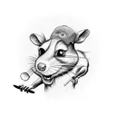 ratatouille riding skateboard with hotdog machetes tattoo design idea