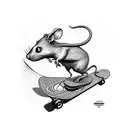 ratatouille riding skateboard with hotdog machetes tattoo design idea