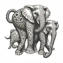 3 headed elephant tattoo design idea