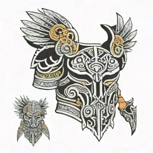 Aztec Male  Chest Armor tattoo design idea