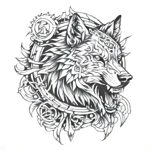 concept tattoo design combining elements strength wolf sparta tattoo design idea
