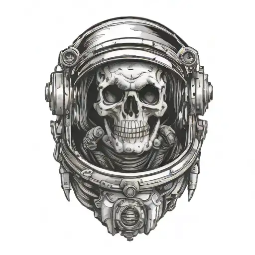 skeleton astronaut face  tattoo design idea