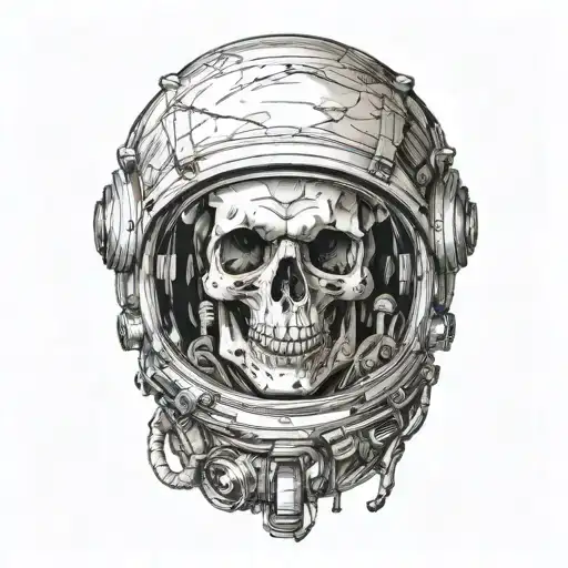 skeleton astronaut face  tattoo design idea