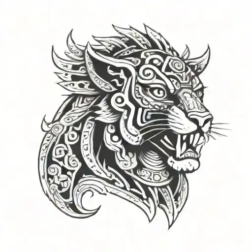 traditional aztec jaguar warrior tattoo design idea