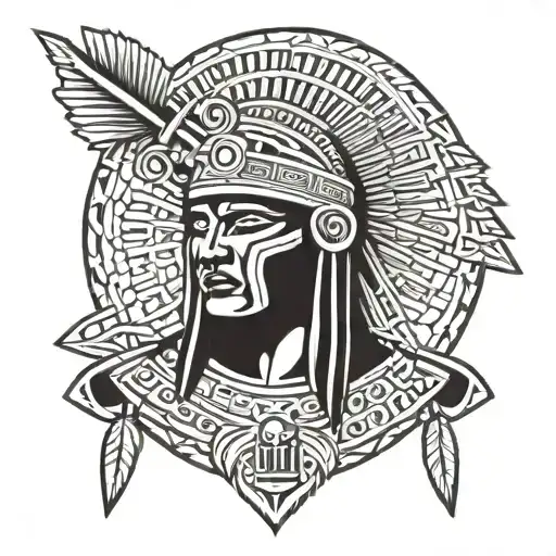 traditional aztec warrior tattoo design idea