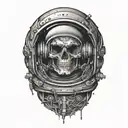 skeleton astronaut face  tattoo design idea