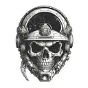 skeleton astronaut face  tattoo design idea