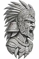 aztec warrior screaming intense tattoo design idea