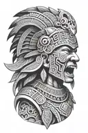 aztec warrior screaming intense tattoo design idea