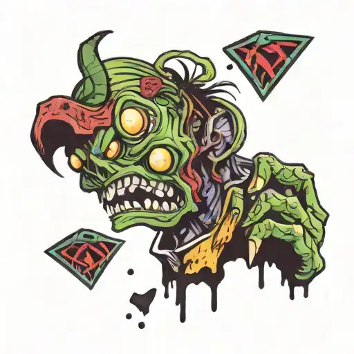Bingbong Alles steht Kopf Zombie head wearing tattoo design idea