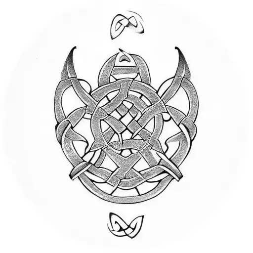 Celtic Nordic intertwining Dragon back tattoo piece runic  tattoo design idea