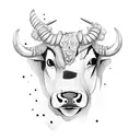 half cow , half dog  tattoo design idea
