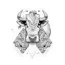 half cow , half dog  tattoo design idea