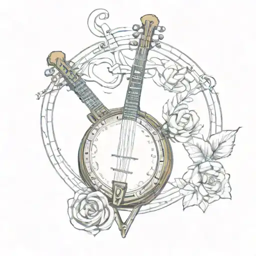 two banjos and a heart shaped lock tattoo design idea