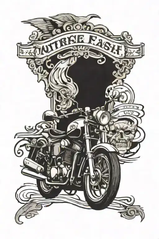Combine strip club elements with motorcycle imagery in a bold black-grey design tattoo design idea