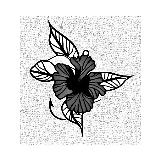 Hibiscus and hummingbird  tattoo design idea