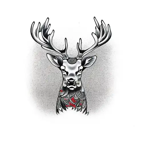 stag head tattoo design idea