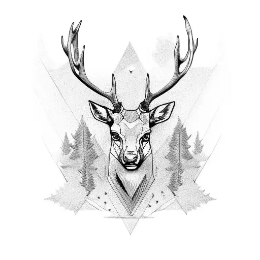 stag head tattoo design idea